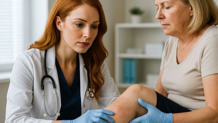 Doctor checking for Deep Vein Thrombosis