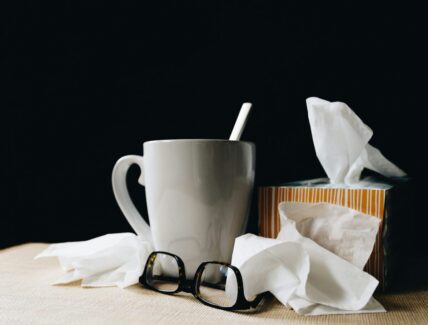 box of tissues and cup of tea / costco finds to combat flu season