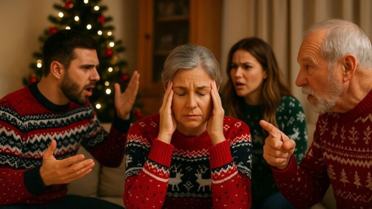 Family arguing at Christmas