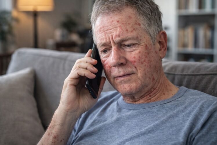 Man phoning clinic about measles