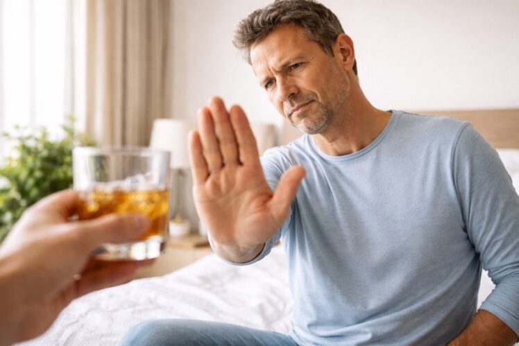 Man saying no to alcohol