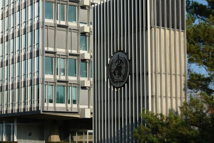 World Health Organisation headquarters and logo, Geneva.