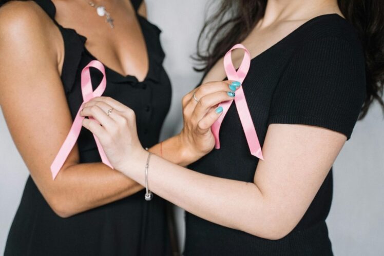 Breast cancer support ribbons.