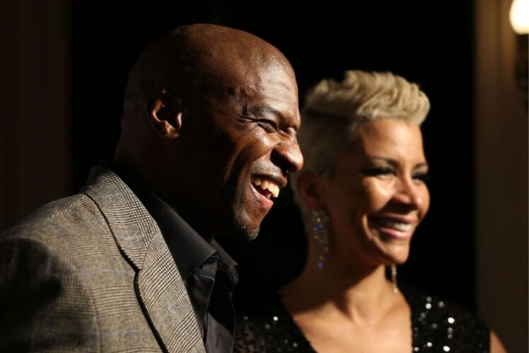 Terry Crews (left) with wife Rebecca King-Crews on the red carpet prior to the GQ Party at the Elms Mansion.