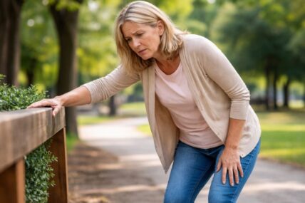 Woman suffering weakness in legs.