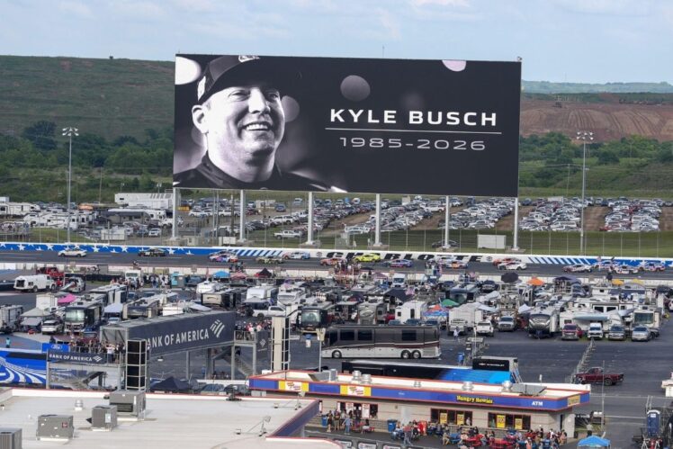 Pace car and drivers drive a lap in honor of deceased driver Kyle Busch